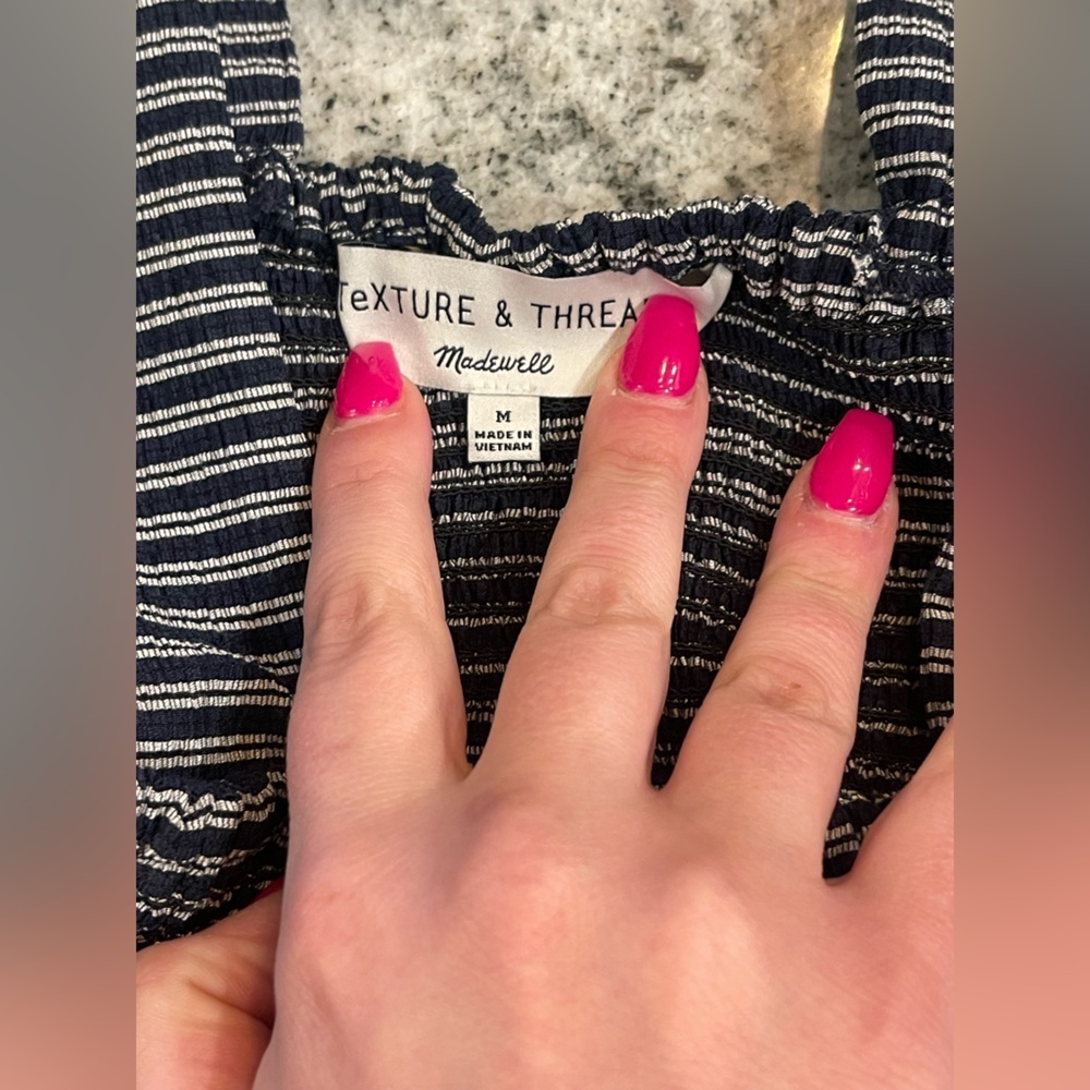 Madewell Black and White Fitted Peplum Tank Top - Picture 3 of 4